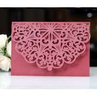Bussiness Invitation Card With Envelope Wine Red Invitation Laser Cut Paper